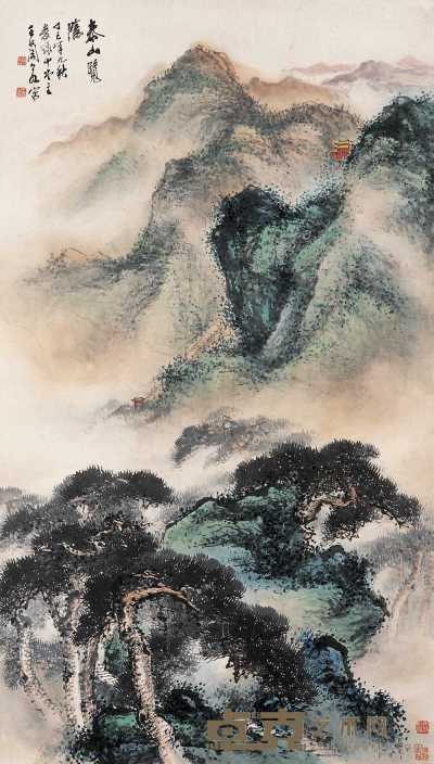 王兰若 丁巳（1977）年作 泰山览胜图 立轴 119×68cm